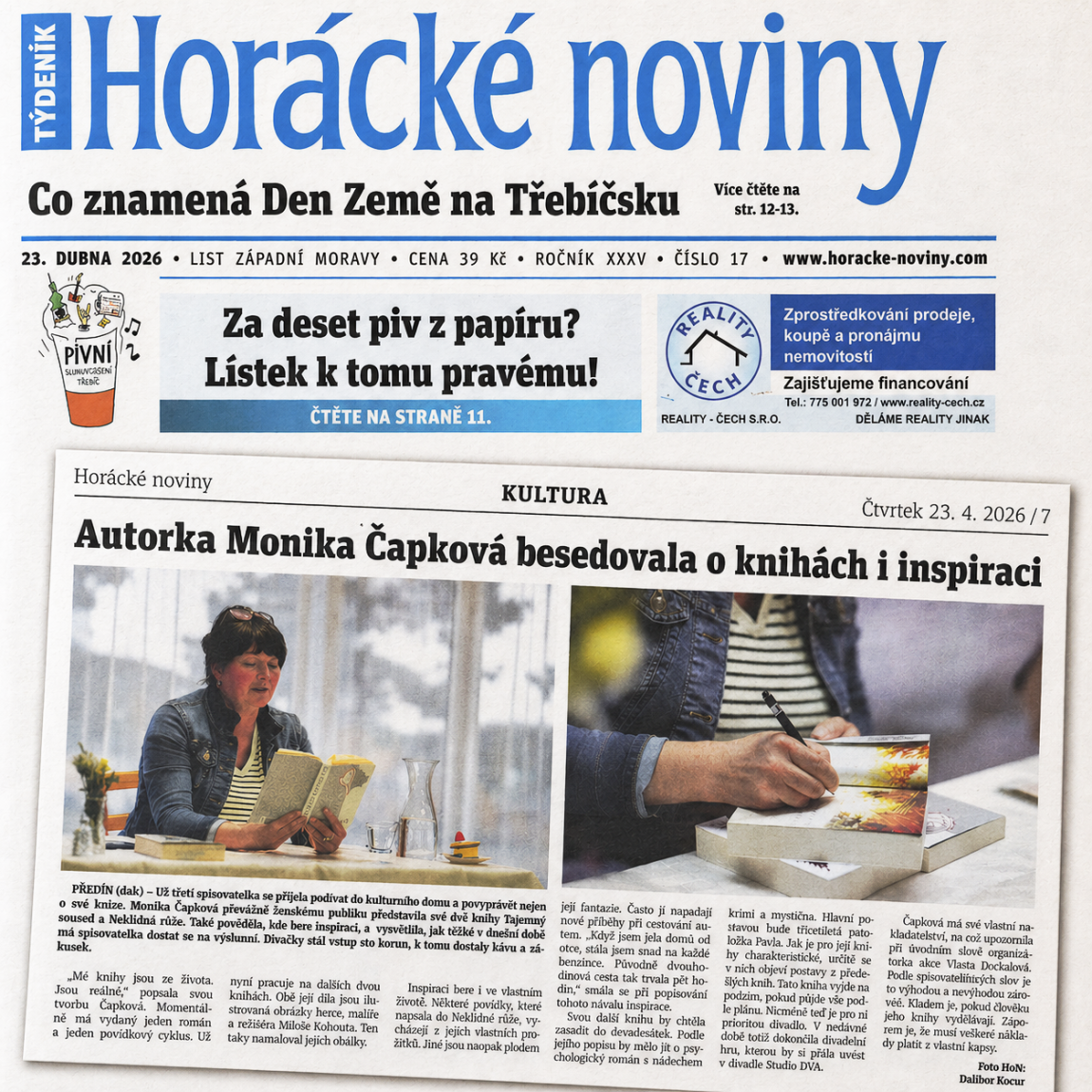 Podpora v&nbsp;Horáckých novinách